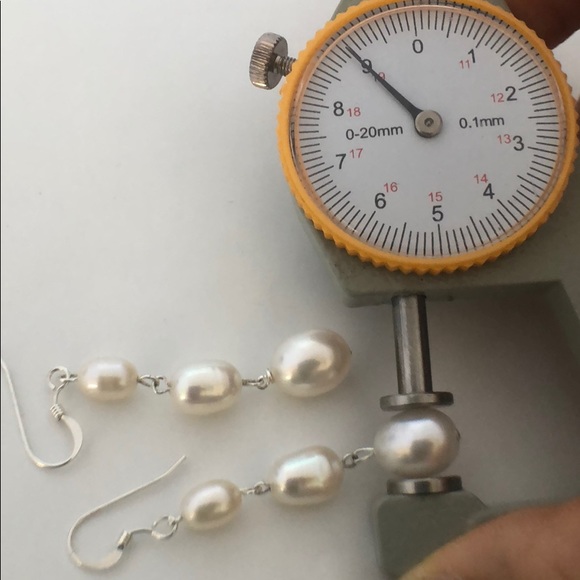 SOLD White Oval AAA Pearl Earrings Sterling Silver - Picture 3 of 6